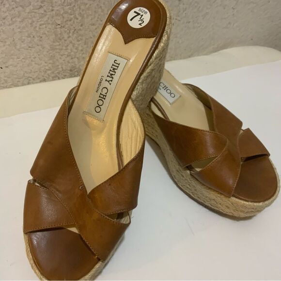 Jimmy Choo brown Espadrille Wedge 3” size 38 - Picture 6 of 7